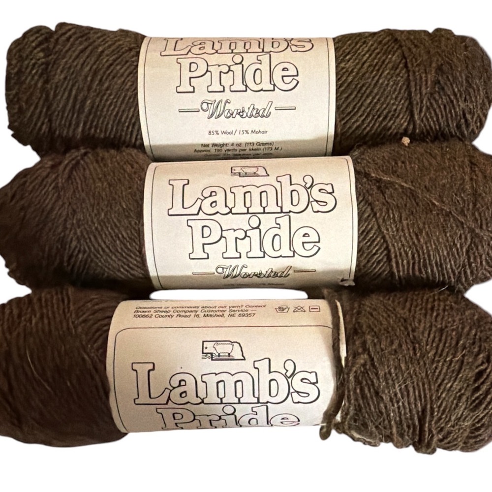 Brown Sheep Lamb's Pride Worsted Yarn 3 Skeins M-07 Sable Wool Mohair Blend